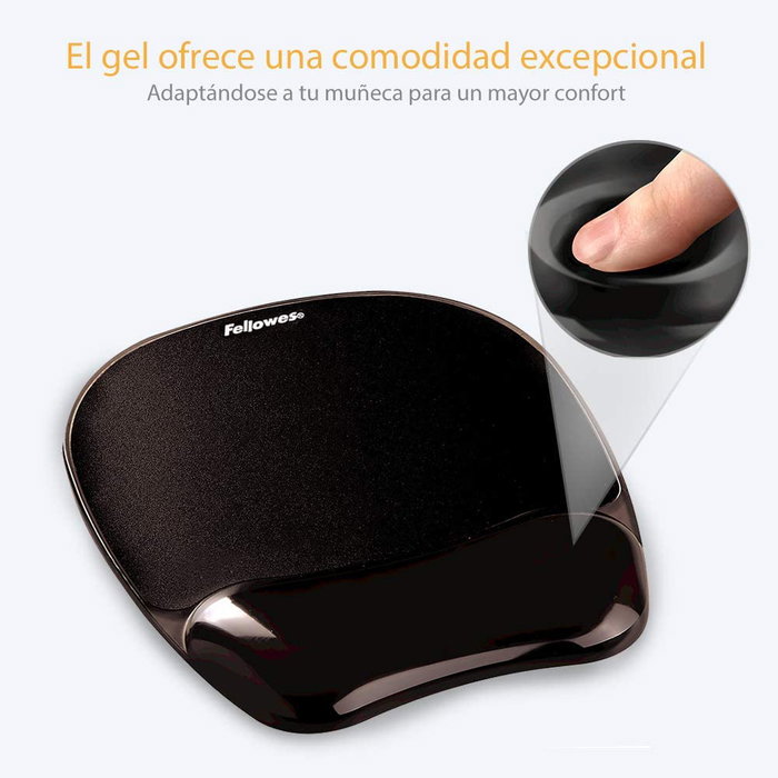 Fellowes Alfombrilla con Reposamuñecas de Gel Crystal Negro